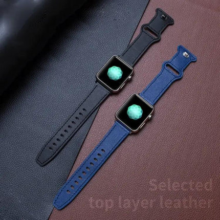 Butterfly Buckle Cowhide Leather Apple Watch Band 38-45mm