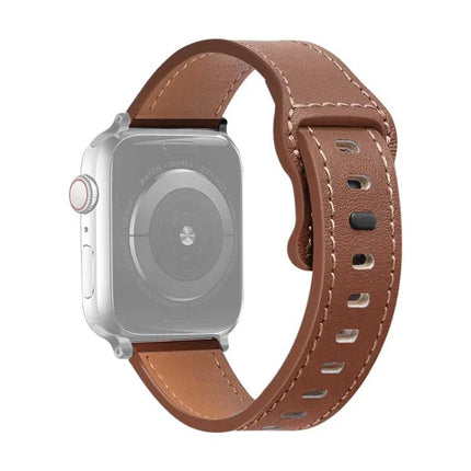 Butterfly Buckle Cowhide Leather Apple Watch Band 38-45mm