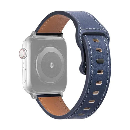 Butterfly Buckle Cowhide Leather Apple Watch Band 38-45mm