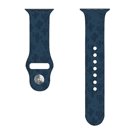 Cactus Embossed Silicone Apple Watch Band 38mm To 45mm