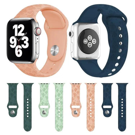Cactus Embossed Silicone Apple Watch Band 38mm To 45mm