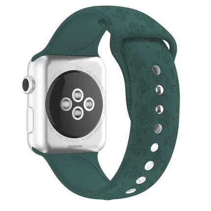 Cactus Embossed Silicone Apple Watch Band 38mm To 45mm