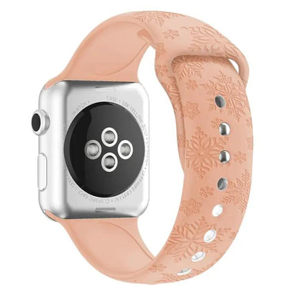 Silicone Snowflake Embossed Apple Watch Band 38-45mm