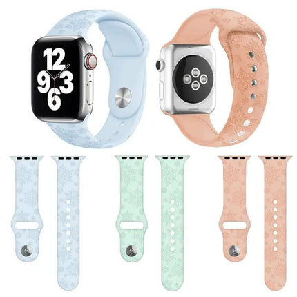 Silicone Snowflake Embossed Apple Watch Band 38-45mm