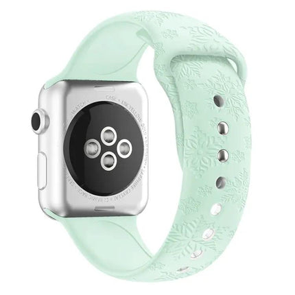Silicone Snowflake Embossed Apple Watch Band 38-45mm