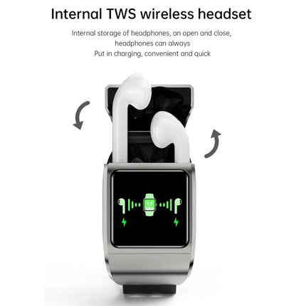 Daily Companion Smart Watch for Health and Activity Monitoring with built-in TWS wireless earbuds charging case and notification display