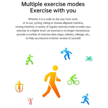 Daily Companion Smart Watch for Health and Activity Monitoring showing multiple exercise mode icons for walking, running, cycling, swimming and activity tracking