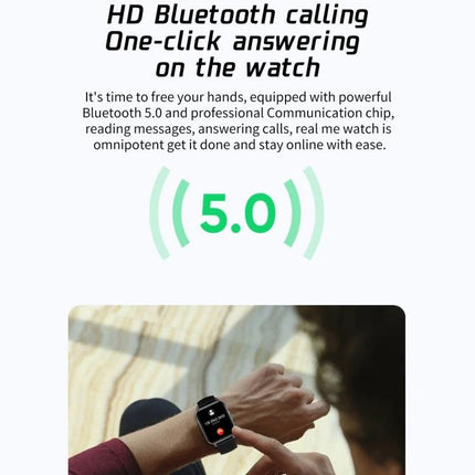 A Practical Watch for Daily Health and Wellness Tracking - smartwatch on wrist showing Bluetooth 5.0 call answer feature