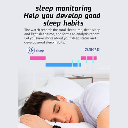 A Practical Watch for Daily Health and Wellness Tracking sleep monitoring screenshot showing sleep stages, sleep time and a sleeping person