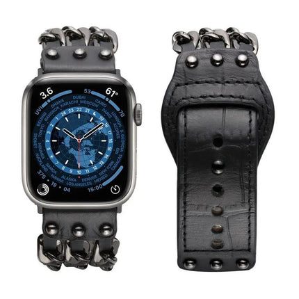 Mens Genuine Leather Apple Watch Band 38/40/41/42/44/45mm