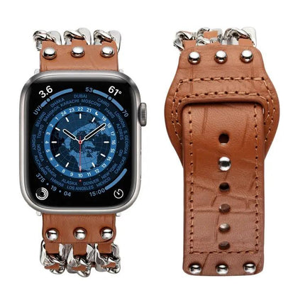 Mens Genuine Leather Apple Watch Band 38/40/41/42/44/45mm