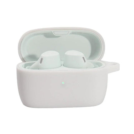 Keep your earphones protected during daily activities with this silicone case. White silicone protective case for wireless earbuds with 360-degree coverage