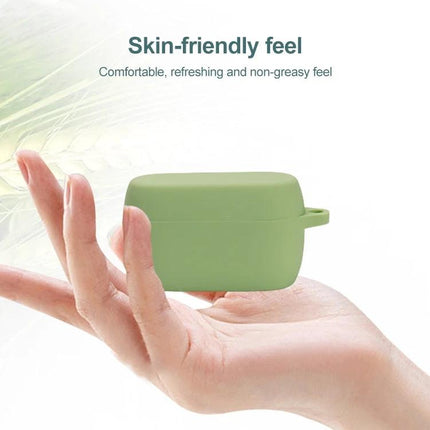 Keep your earphones protected during daily activities with this silicone case, green skin-friendly earbuds protective cover in hand