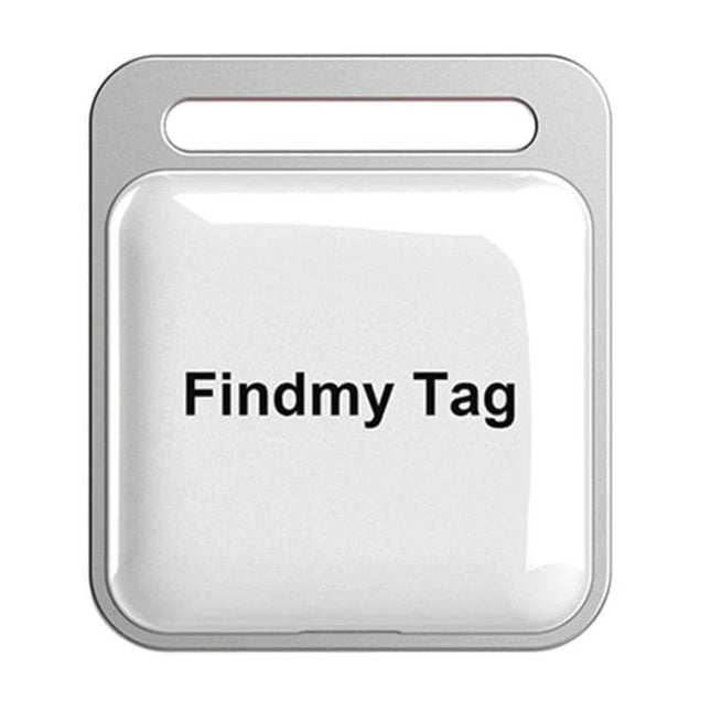 Findmy Square Bluetooth Tracker for Locating Lost Items compact white Findmy Tag attached to keys, app-enabled tracker with sound alert