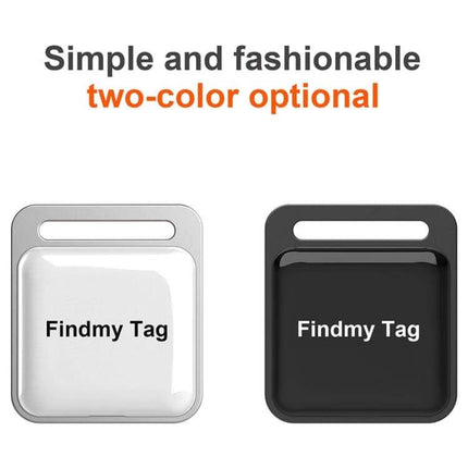 Findmy Square Bluetooth Tracker for Locating Lost Items showing white and black two-color option Findmy Tag for keys or wallet