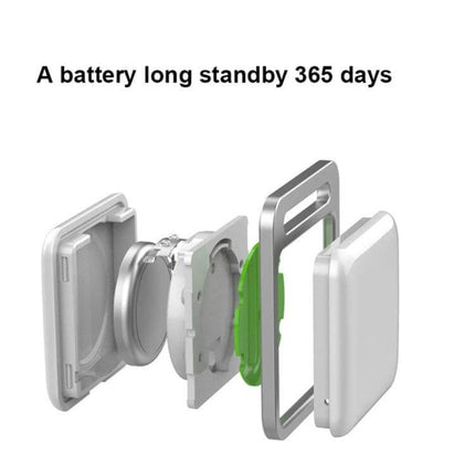 Findmy Square Bluetooth Tracker for Locating Lost Items - exploded view showing long‑standby battery and internal components