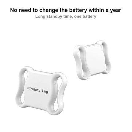 Findmy Special Shape Bluetooth Tracker for Lost Items Daily Use showing white tag device with long battery life and Findmy Tag label