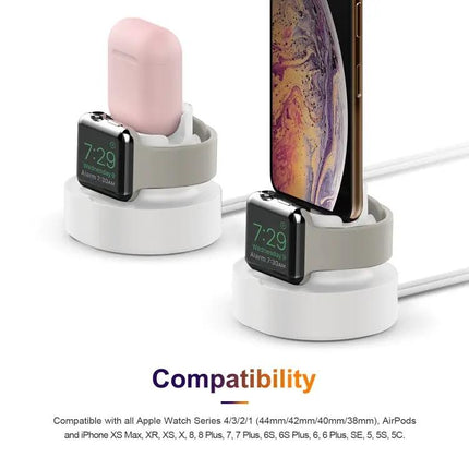 3-in-1 Silicone Charging Stand for iPhone iWatch AirPods