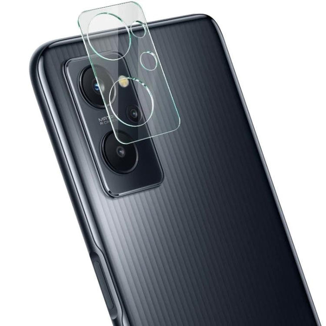 iMak Camera Lens Protector Tempered Glass For Phone Scratch Protection on smartphone camera showing clear tempered glass cover preventing scratches