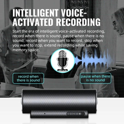 Q76 Recording Pen for Everyday Note-Taking and Meetings clipped to notebook during voice-activated meeting recording