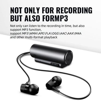 Q76 Recording Pen for Everyday Note-Taking and Meetings clipped to notebook with earbuds for meeting and lecture audio capture