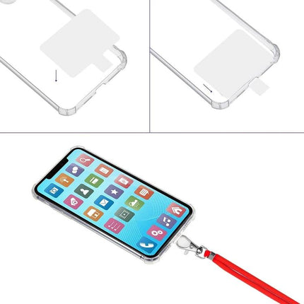 Adjustable Universal Lanyard for Hands-Free Mobile Phone Wear attached to phone case showing neck strap and clip for commuting and hiking