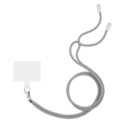 Adjustable Universal Lanyard for Hands-Free Mobile Phone Wear shown gray with adjustable cord and swivel clip for neck or crossbody use