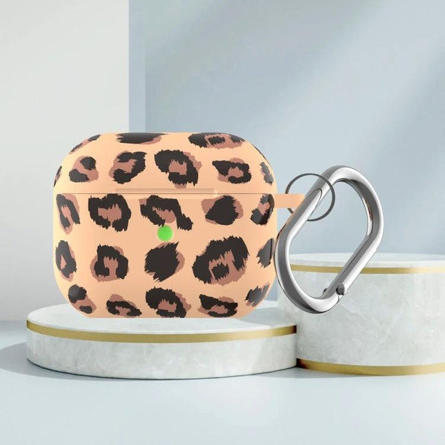 B Series Leopard Print Case for Everyday AirPods Protection - silicone leopard print AirPods case with carabiner for daily scratch and dust protection