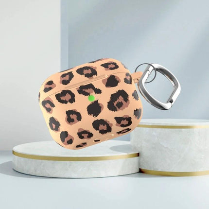 B Series Leopard Print Case for Everyday AirPods Protection - silicone leopard print AirPods case with keyring, slim everyday protection