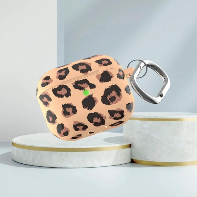 B Series Leopard Print Case for Everyday AirPods Protection - silicone leopard print AirPods case with keyring, slim everyday protection