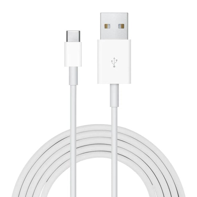 Essential USB-C Cable for Everyday Device Charging — white reversible Type-C to USB-A charging cable coiled for smartphones and laptops