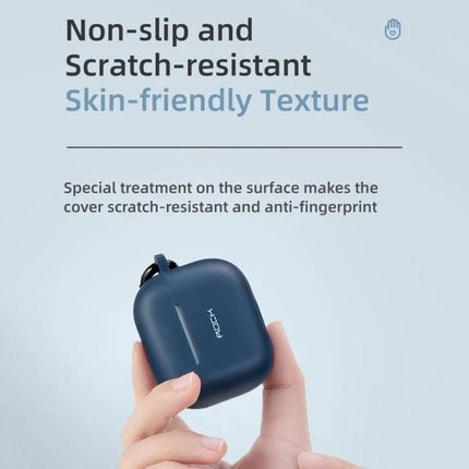 Protect Your AirPods 3 Daily with ROCK Silicone Case showing non-slip, scratch-resistant skin-friendly texture and 360° protection