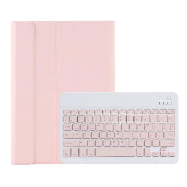 Candy Color Bluetooth Keyboard Leather Case for Samsung Galaxy Tab S6 Lite in pink with detachable Bluetooth keyboard for students and professionals