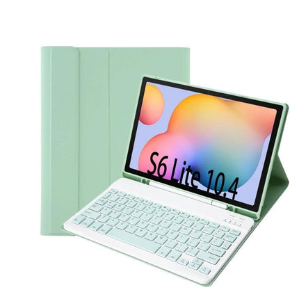 Candy Color Bluetooth Keyboard Leather Case for Samsung Galaxy Tab S6 Lite in mint green with detachable Bluetooth keyboard and tablet stand
