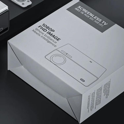 VIVIBRIGHT Full HD Digital Projector for Home Viewing boxed unit packaging showing 1080P FHD image and projector illustration