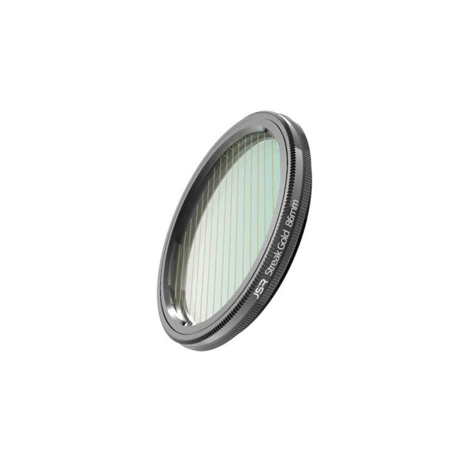 JSR Starlight Drawing Camera Lens Filter for Light Effects showing angled streak filter with blue elongated line effect