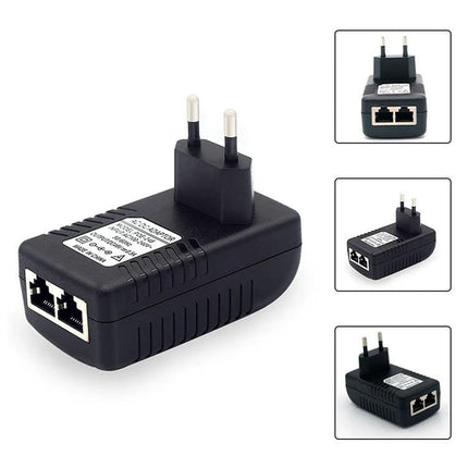 Versatile Power Adapter for Wireless Routers and Networking Devices - black multi-voltage router power adapter with dual Ethernet ports