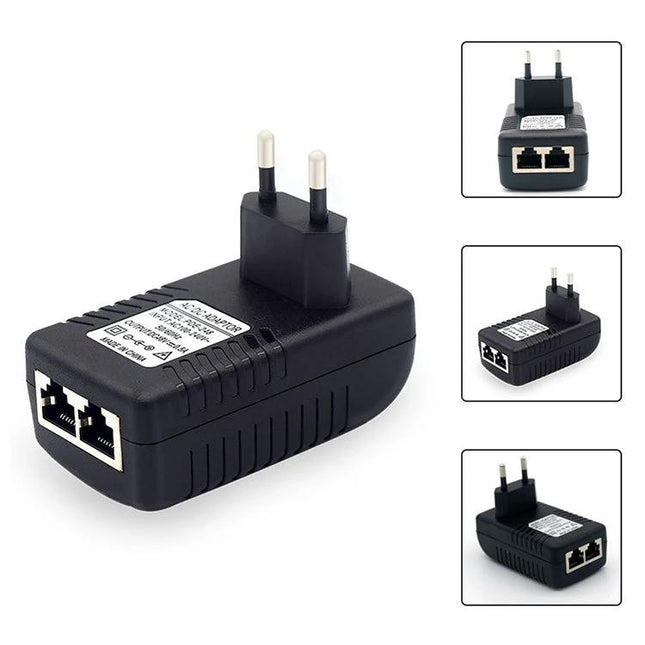 Versatile Power Adapter for Wireless Routers and Networking Devices - black multi-voltage router power adapter with dual Ethernet ports