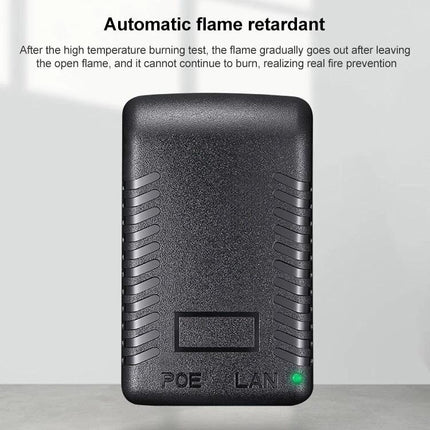 Versatile Power Adapter for Wireless Routers and Networking Devices - black flame-retardant POE LAN adapter with LED indicator