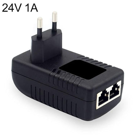 Versatile Power Adapter for Wireless Routers and Networking Devices - 24V 1A dual RJ45 ports, compact EU plug for home office and small business networks