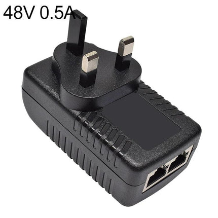 Versatile Power Adapter for Wireless Routers and Networking Devices black 48V 0.5A UK plug with dual Ethernet ports for routers and switches