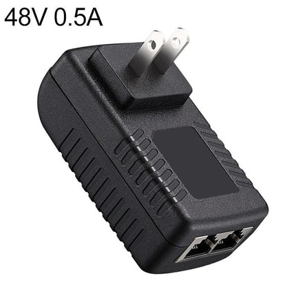 Versatile Power Adapter for Wireless Routers and Networking Devices black 48V 0.5A wall plug with dual Ethernet ports