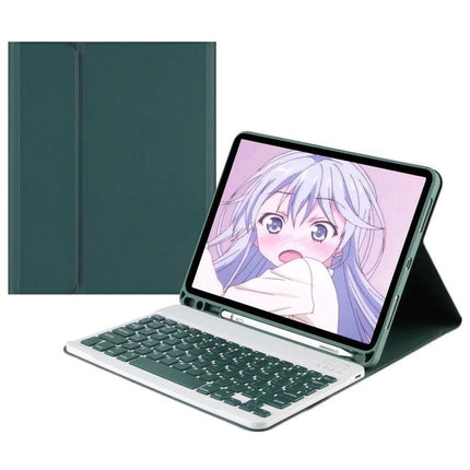Leather Keyboard Case with Pen Slot for Samsung Galaxy Tab S6 Lite – green folio keyboard case with stylus slot and tablet stand
