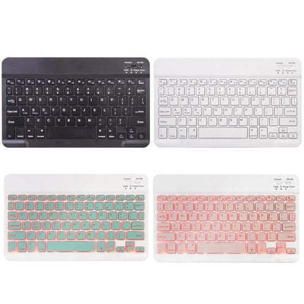 Leather Keyboard Case with Pen Slot for Samsung Galaxy Tab S6 Lite shown with four wireless keyboard color options (black, white, mint, pink)