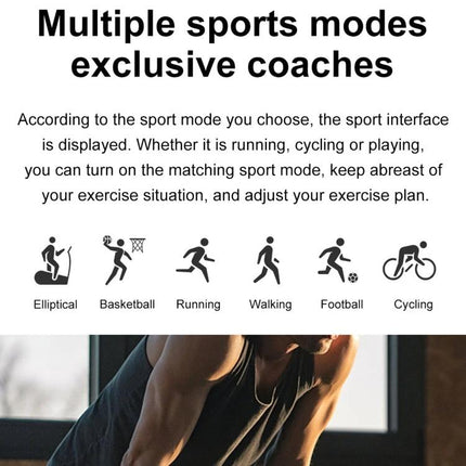 HK8Pro Smart Watch for Everyday Health and Activity Tracking showing multiple sports modes icons and workout scene