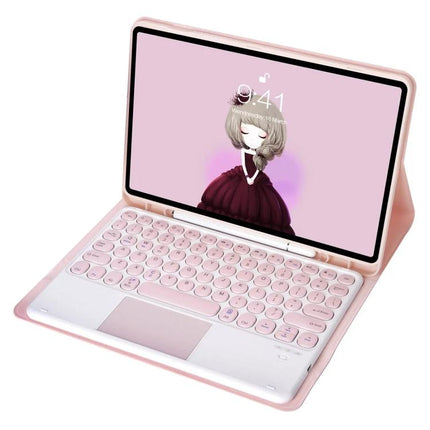Bluetooth Keyboard Case with Touchpad for Samsung Galaxy Tabs - pink wireless keyboard case with touchpad and stand for tablet