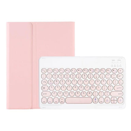 Leather Bluetooth Keyboard Case for Samsung Galaxy Tab S6 Lite 10.4 Inch in pink with detachable round-key Bluetooth keyboard and protective folio cover