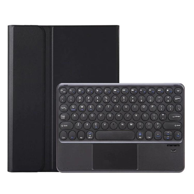 Bluetooth Keyboard Leather Case for Samsung Galaxy Tab S6 Lite with detachable Bluetooth keyboard and protective black leather folio
