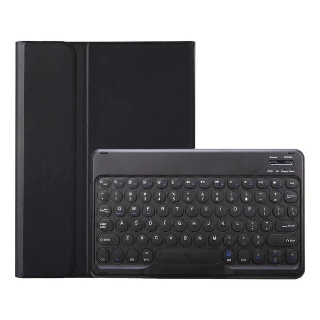 Lambskin Texture Bluetooth Keyboard Case for Samsung Galaxy Tab A8 10.5 shown with detachable Bluetooth keyboard and protective lambskin texture cover