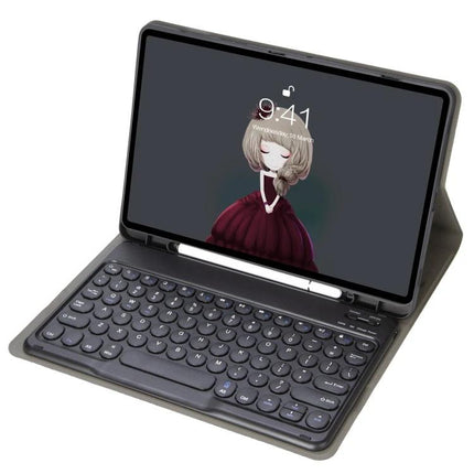 Lambskin Texture Bluetooth Keyboard Case for Samsung Galaxy Tab A8 10.5 - detachable keyboard folio in black for typing and travel